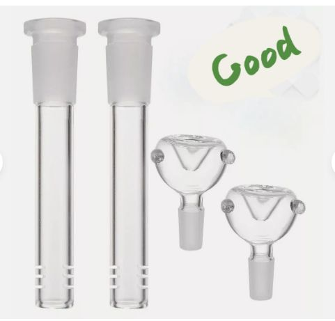 2Pack 5.5'' Hookah Water Smoking Pipe Glass Bong Downstem with 14mm Male Bowl