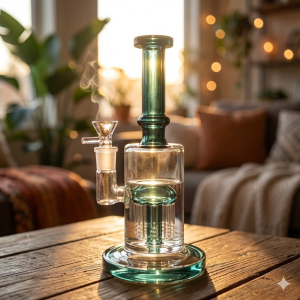 Heavy glass bong detail