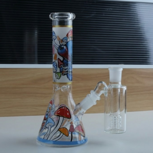 10" Fluorescence Mushroom Hookah Handcraft Glass Bong Water Smoking Pipe Percolator Bongs