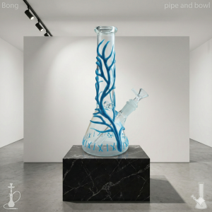 10"Blue Branch-like Glow In The Dark Glass Bong Thick Glass Water Pipe Bubbler Hookah Bowl